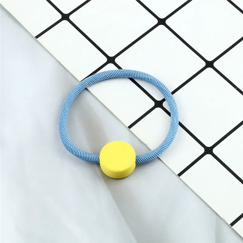 Color: DEEP BLUE, Size: Size fits all, Ships From: CHINA - Girl Hair Band Round Shape Headband for Women Colorful Cute Rubber Band Headwear Elastic Korean Hair Accessories Ponytail Holder