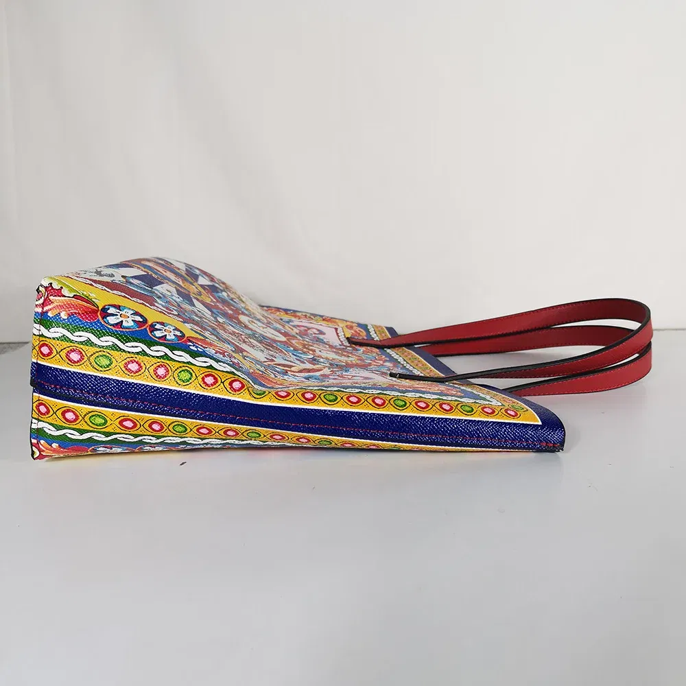 Italy Luxury Print Travel Shoulder Bag Floral Textured-Leather Shopper Tote large tote bag famous brand bag women girl handbag