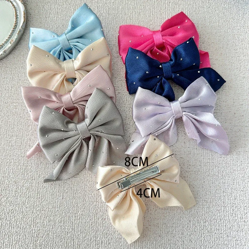 Color: Beige - 2Pcs Starry Dots Red Velvet Bow Hair Pins Hair Clips Kids Girls Fashion Christmas Barrettes Ponytail Holder Headwear Accessories