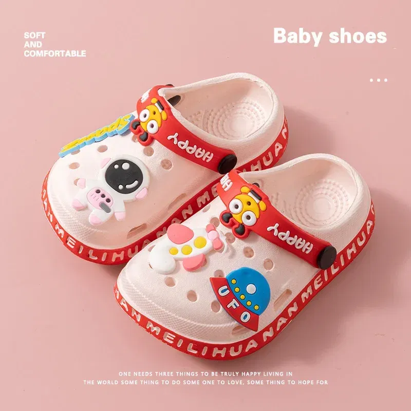 Color: Pink, Shoe Size: 5.5 - Children Garden Shoes Cute EVA Cartoon Beach Sandals Babies Summer Slippers High Quality Soft Kids Outdoor Slippers Flip Shoes