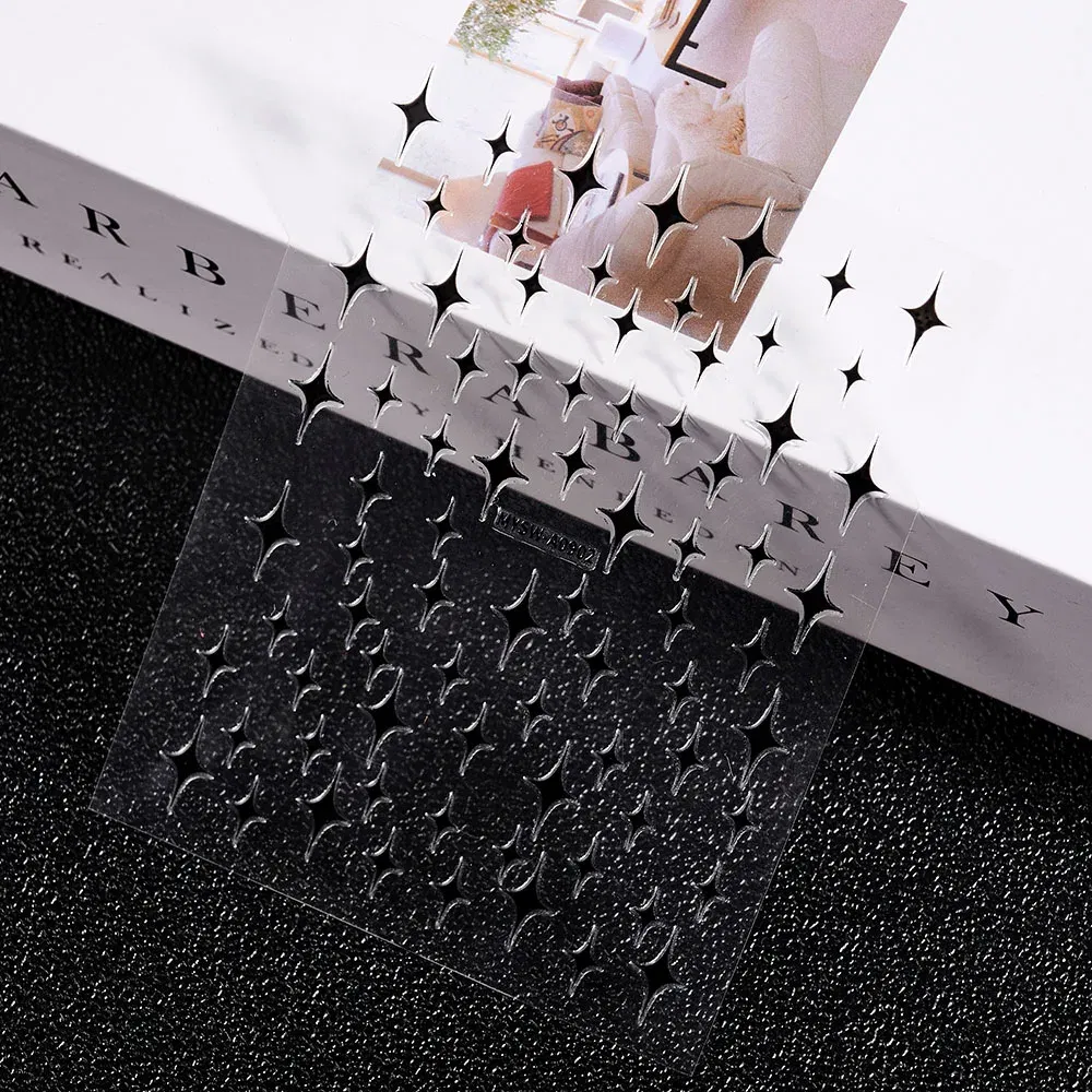 Color: Red Bronze - 3D Laser Silver/Rose Gold Hollow Cross Star Nail Art Stickers Design Self-Adhesive Hollow Cross Star Nail/Body Art Decor Sticker