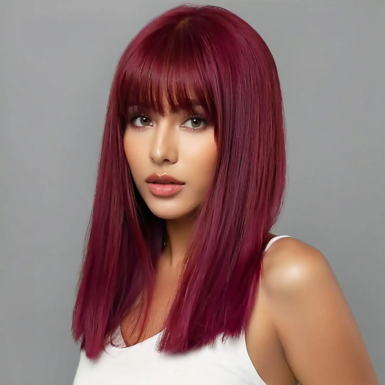 Color: #530 - Red Synthetic Wigs Long Body Wavy Wig Natural Hairline Daily Red Hair Heat Resistant Fiber Smooth Party Cosplay Wig