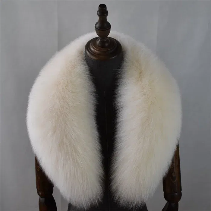 Color: black, Size: M - 100% Natural Real Fox Fur Collar For Women Men Coat Jacket Fur Scarf Winter Extra Large Size Neck Warmer Fur Scarf Shawls Wraps