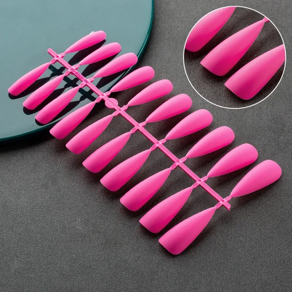 Color: army green - Matte False Nails 24PCS  Head Frosted Press Glue on Fake Nail Tips Ballet Detachable Full Cover Artificial Fingernails