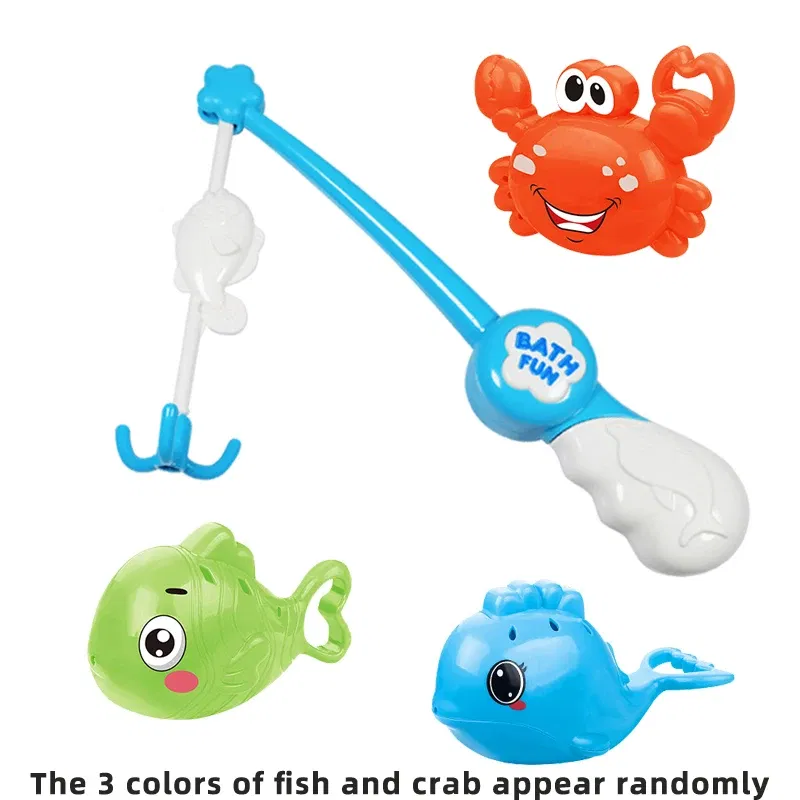 Color: WHITE - Bath Toys Fishing Games with Fish Net Squirt Fishes Crab Pool Bath Time Bathtub Toy for Toddlers Baby Kids Infant Girls Boys Age