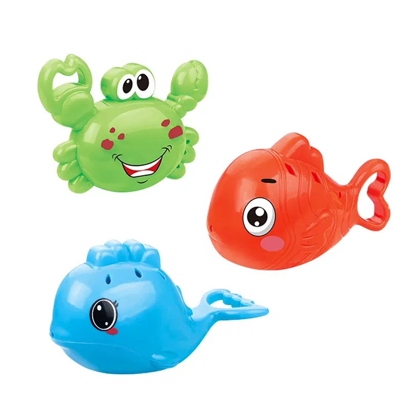 Color: WHITE - Bath Toys Fishing Games with Fish Net Squirt Fishes Crab Pool Bath Time Bathtub Toy for Toddlers Baby Kids Infant Girls Boys Age