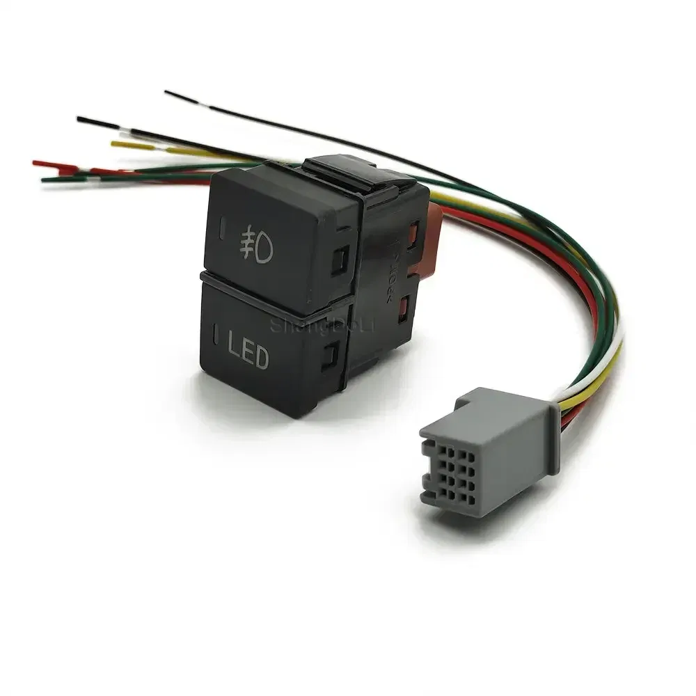 Color: Yellow - LED Light Car Dual Switch Front Fog Light Steering Wheel Heating Button With Wire For Honda CRV URV AVANCIER CITY Accessories