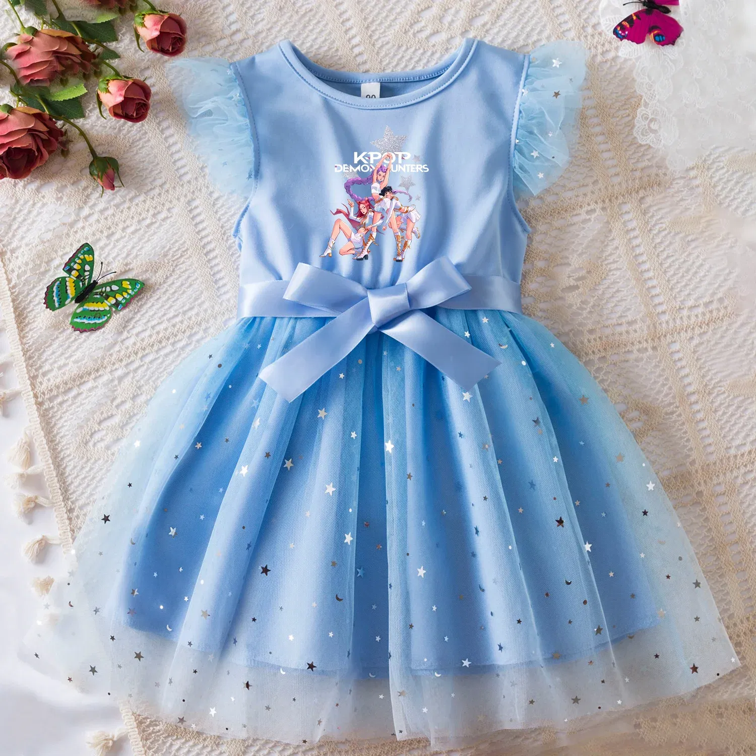 Color: Fuchsia, Size: One Size, Height: 176 - KPop Demon Hunters Girls Dress Kids Party Halloween Carnival Birthday Party Clothes Princess Tutu Dresses Costume Children Gift