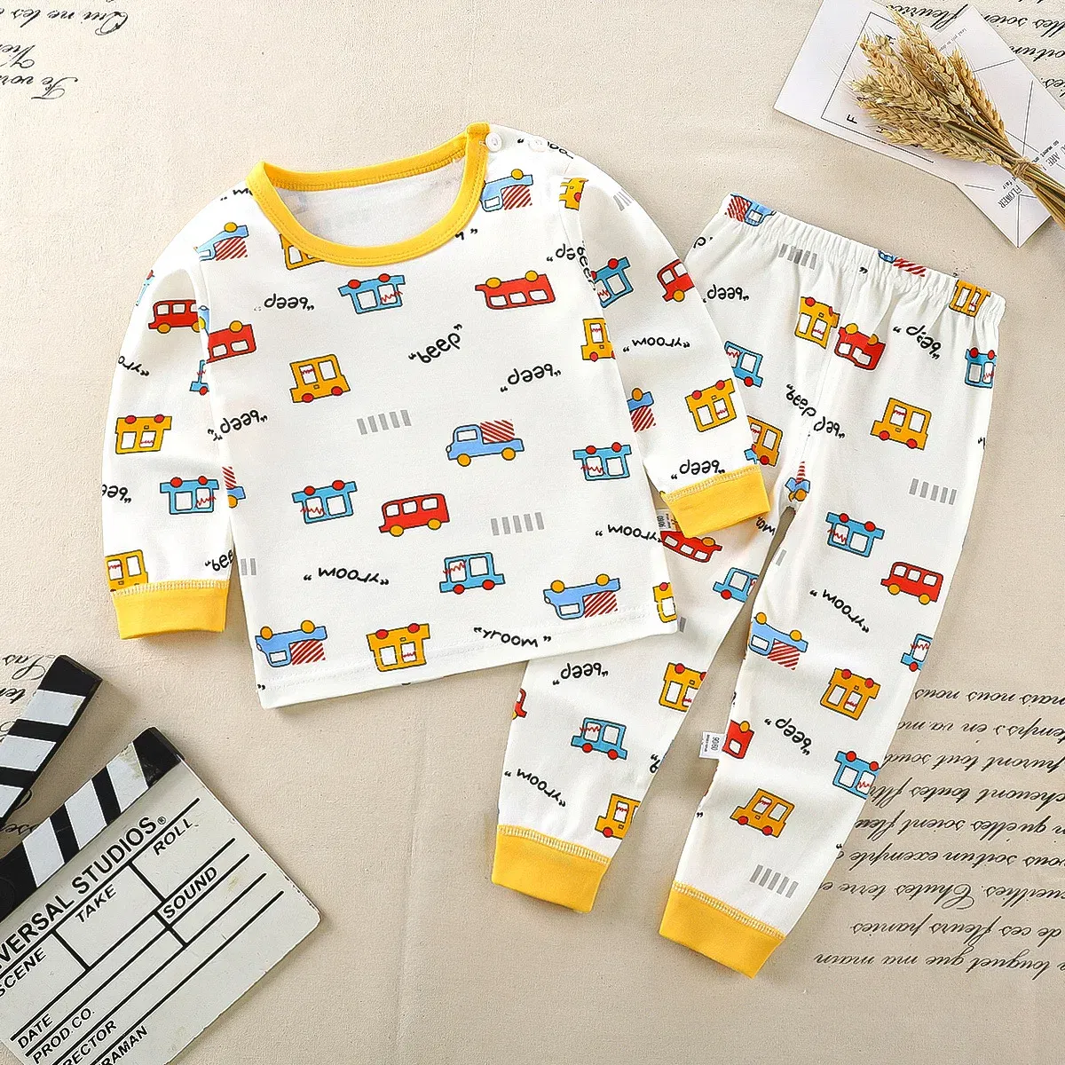 Color: Ivory, Kid Size: 6T - Children Kids Clothes Sets  Boys Girls Suit Pajamas Clothinng Pants Cartoon Autumn Winter Sleepwear Outfits