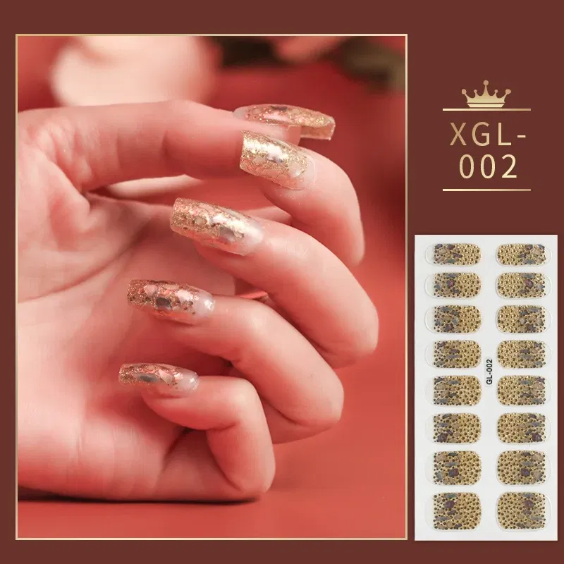 Color: Yellow - Shiny New Year Nail Sticker Self Adhesive Decor Sticker Nail Wraps Glitter Nail Polish Sticker Waterproof Christmas Nail Sticker
