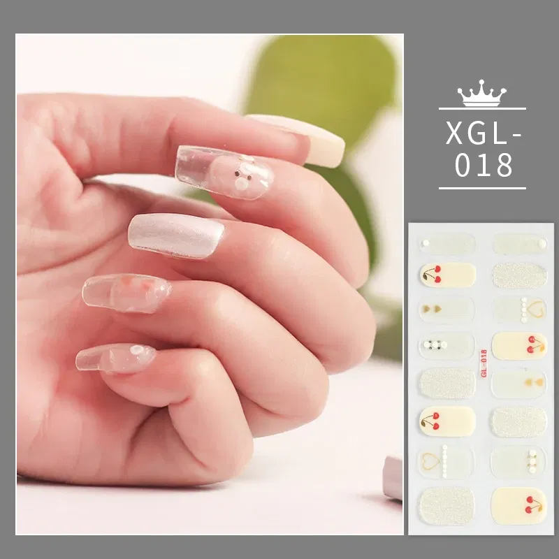 Color: Yellow - Shiny New Year Nail Sticker Self Adhesive Decor Sticker Nail Wraps Glitter Nail Polish Sticker Waterproof Christmas Nail Sticker