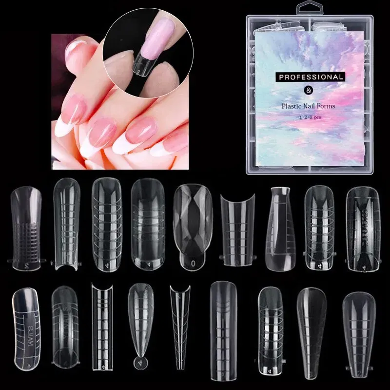 Color: Burgundy - 120pcs Nail Forms Full Cover False Nails Quick Building Mold Fake Nail Shaping Extend Top Molds For Gel Salon Manicure Art
