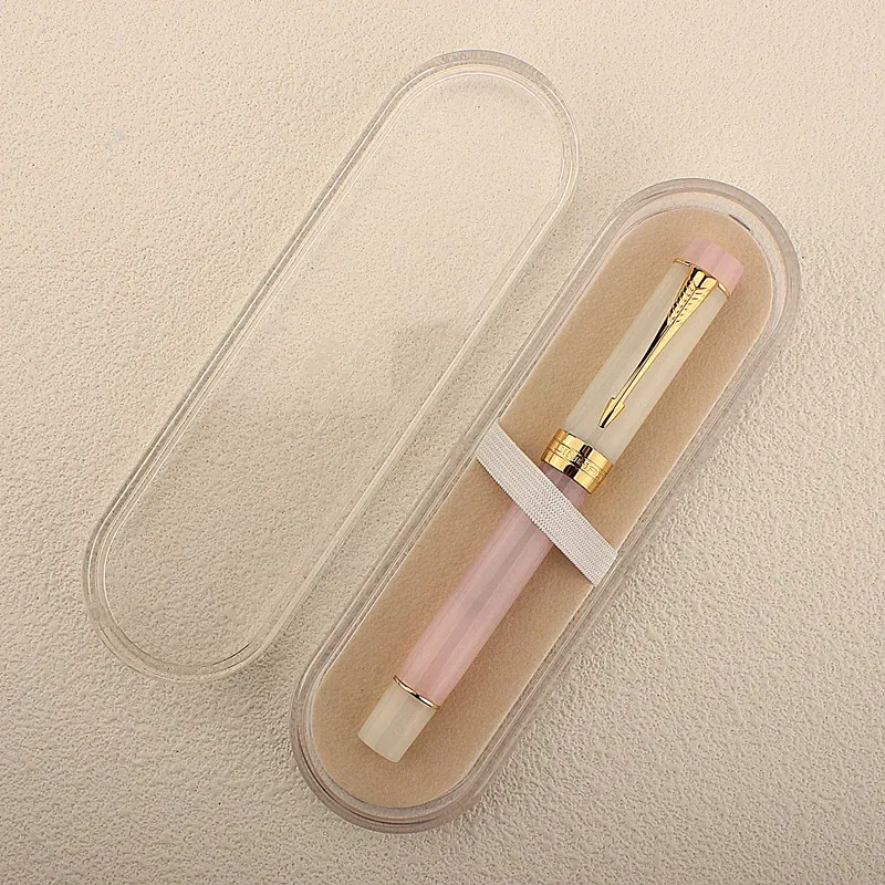 Color: light green, Nib Size: M - JINHAO 100 Centennial Fountain Pen Resin Gold Clip Nib EF F M Students Pens Business Stationery School Office Supplies PK 9019