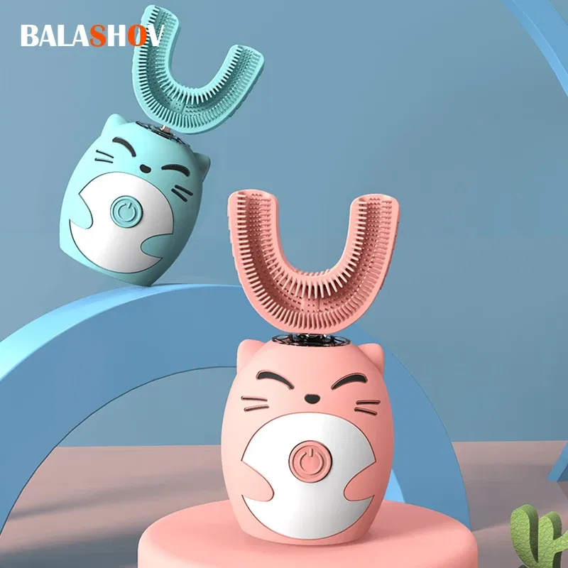 Color: transparent, Ships From: CN - Sonic Electric Toothbrush Kids U-shaped Smart 360 Degrees Ultrasonic Tooth Brush Teeth Whitening For Children IPX7 Waterproof