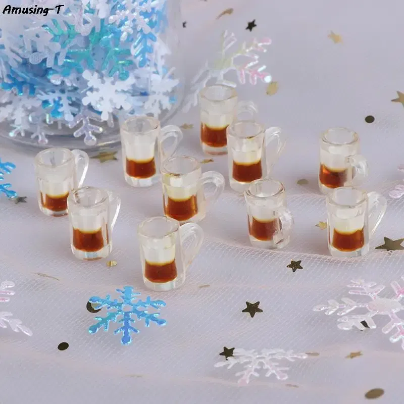 Color: Orange - 2/4/5/10pcs Miniature Resin beer cups Red Wine bottles Model Kitchen Furniture Accessory dinnerware Dollhouse Summer Must