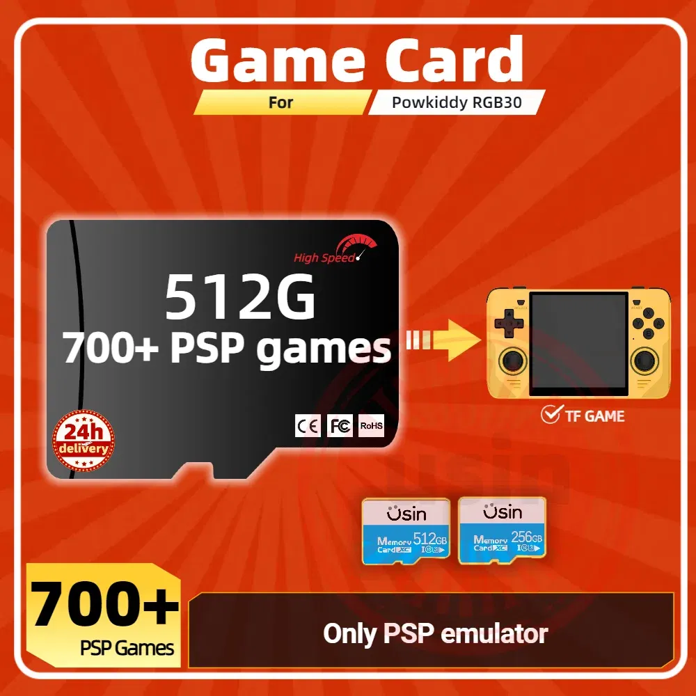 Color: Yellow, Ships From: CHINA - Game Card For Powkiddy RGB30 Memory TF Plug&Play Pre-install Retro Games PSP PS1 SD portable Handheld High Speed Card 1Tb 512G