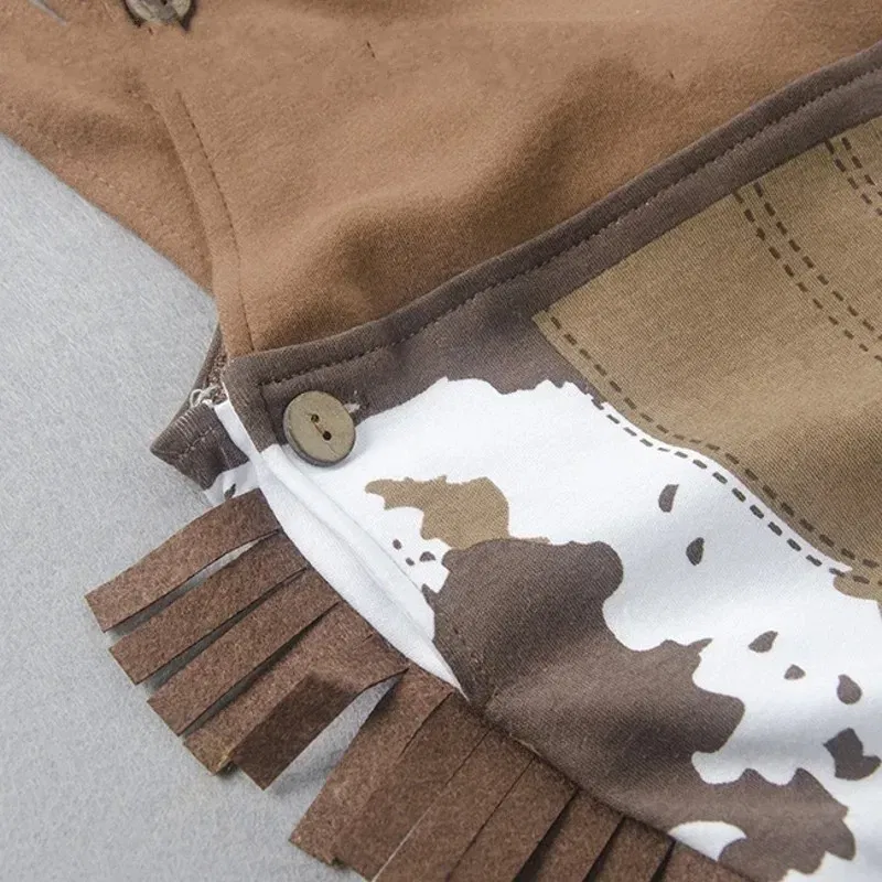 Color: Brown, Kid Size: 6M - Baby Boy Clothes cowboy Costume Infant Toddler Cowboy Set 3Pcs Hat Scarf Romper Halloween Event Birthday Holiday Cosplay Outfits
