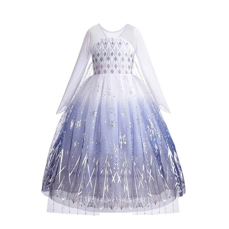 Kid Size: 13, Color: Ivory - Disney Frozen Elsa Anna Princess Dresses Girls Mesh Sequin Dress Kids Cosplay Snow Queen Costumes Carnival Birthday Party Gowns