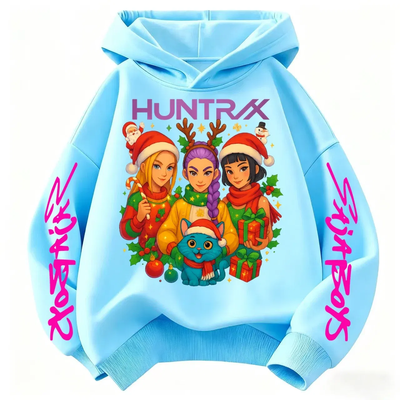 Color: Dark Grey, Kid Size: 7 - KPop Demon Hunters Christmas Hoodie Girls Fashion Casual Sweatshirt Movie Kids K-Pop Demon Hunters Hooded Tops