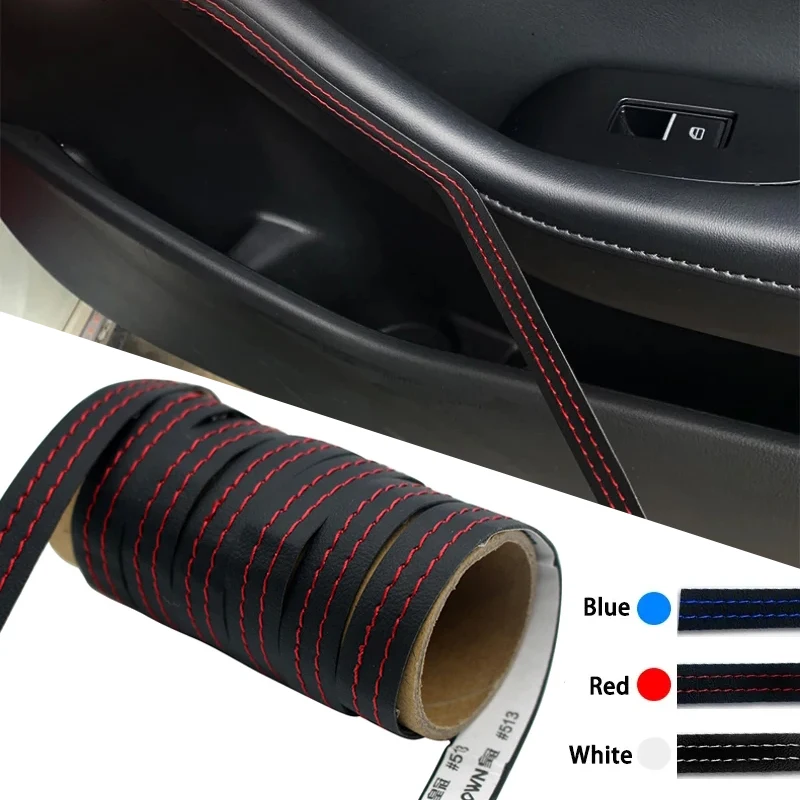 Color Name: WHITE, Size: s - New Self-adhesive Moulding Trim Car Interior Styling Dashboard PU Leather Decoration Line DIY Braid Strip Car Decoration