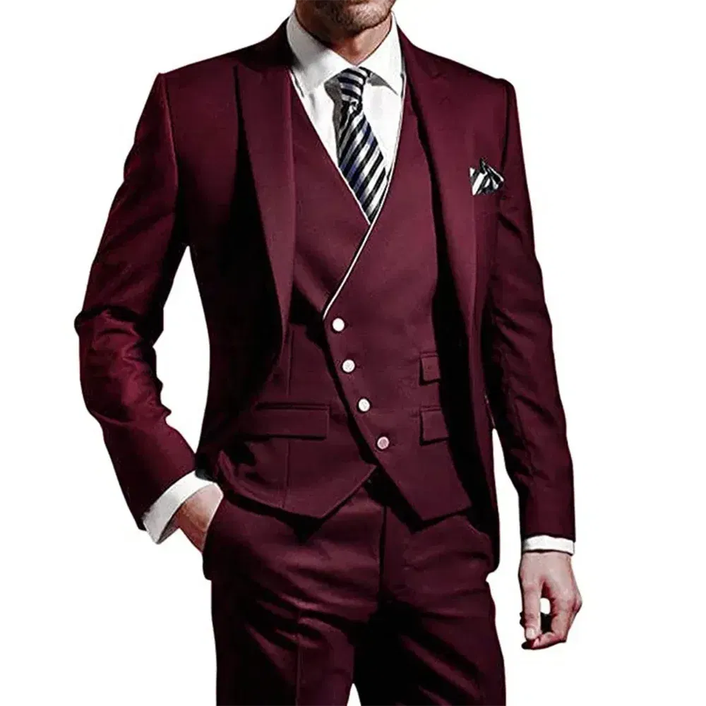 Color: Dark Grey, Size: L, Ships From: CHINA - White Men Wedding Suits Groom Wear Peak Lapel Wedding Groom Tuxedos Business Party Suit 3 Pieces (Jacket+Vest+Pant?‰Costume Homme
