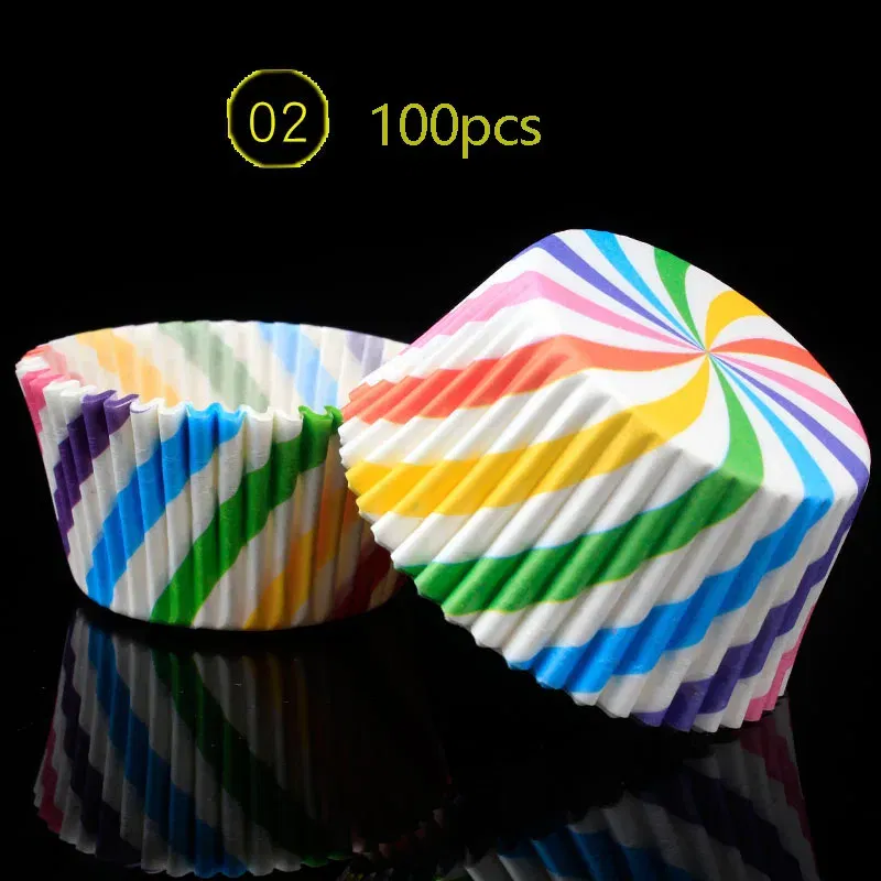 Color: Pink - 100pcs Cake Muffin Cupcake Paper Cups Cake Box Cupcakes Liner Mold Kitchen Baking Accessories Cake Mold Cooking Tools