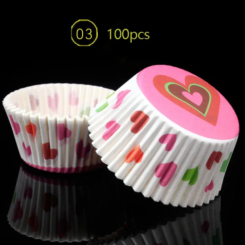 Color: Pink - 100pcs Cake Muffin Cupcake Paper Cups Cake Box Cupcakes Liner Mold Kitchen Baking Accessories Cake Mold Cooking Tools