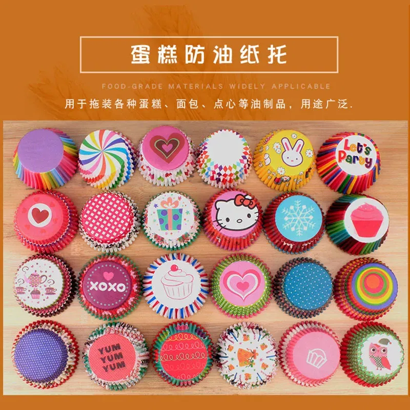 Color: Pink - 100pcs Cake Muffin Cupcake Paper Cups Cake Box Cupcakes Liner Mold Kitchen Baking Accessories Cake Mold Cooking Tools