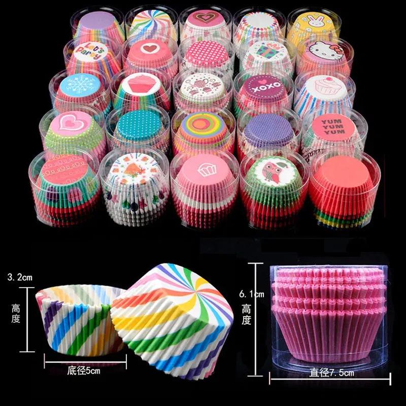 Color: Pink - 100pcs Cake Muffin Cupcake Paper Cups Cake Box Cupcakes Liner Mold Kitchen Baking Accessories Cake Mold Cooking Tools