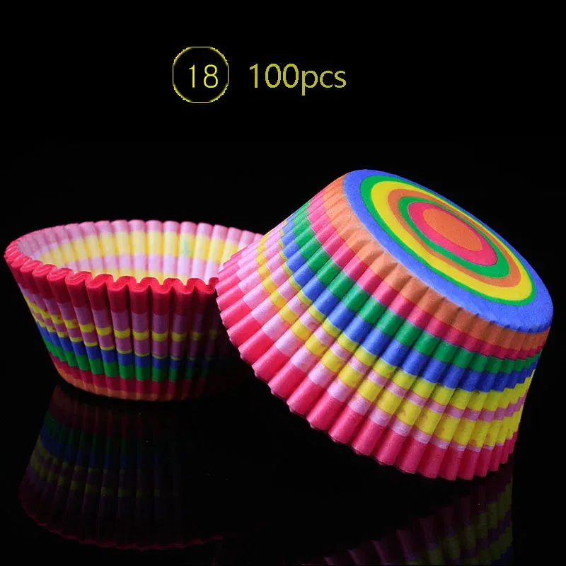 Color: Pink - 100pcs Cake Muffin Cupcake Paper Cups Cake Box Cupcakes Liner Mold Kitchen Baking Accessories Cake Mold Cooking Tools