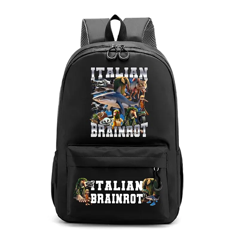 Color: PEACOCK BLUE - Italian Brainrot Kids Cute Schoolbag Tung Tung Tung Sahur Backpack for Boy Funny Meme Anime Knapsack Cartoon Book Bag Gifts 2025