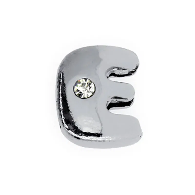 Color: GRAY - 8mm Fat Slide Letters Charms Bracelet Women Jewelry Making 1pc Slide Alphabet A-Z DIY Wristband Belt Keychain Pet Collar