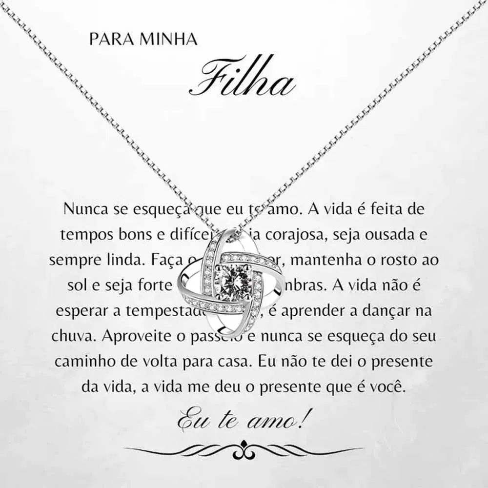 Metal color: Rhodium Plated, Ships From: CHINA - Para Minha Filha Lucky Four-leaf Clover Necklace With Message Card And Black Gift Box