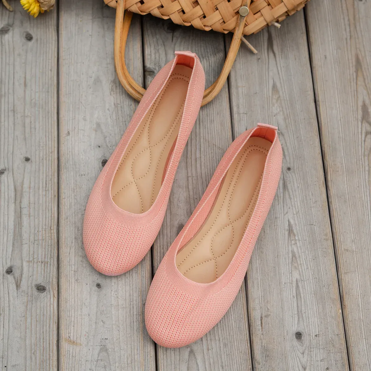 Color: Blue, Shoe Size: 43 - Elastic Knitting Flats Slip on Shoes for Women 2024 Summer Breathable Soft Loafers Woman Lightweight Casual Shoes Mom Moccasins