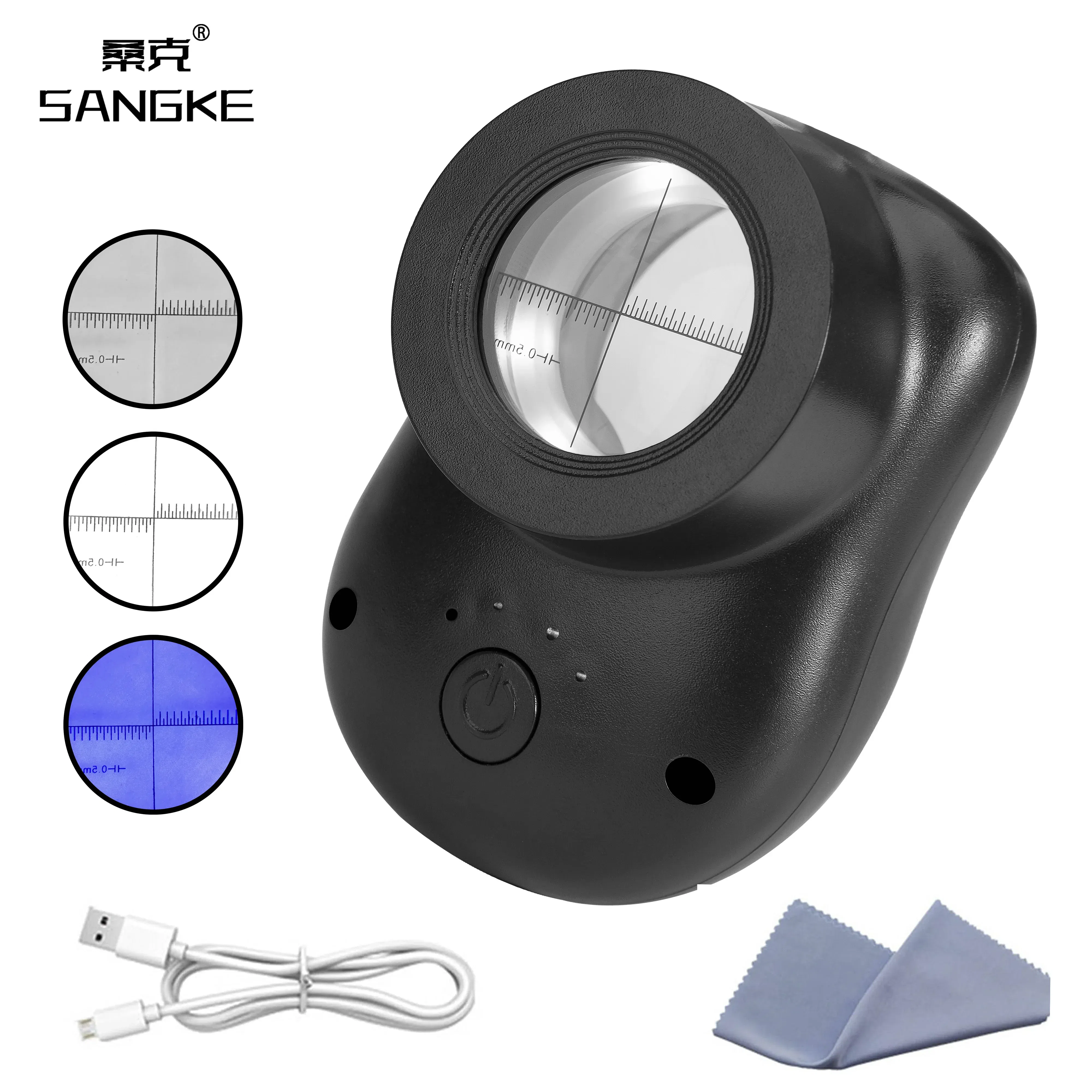 40X Double Glass Lens Magnifier with Bright LED Lights(3 Modes), Handheld Portable Jewelers Magnifying Glass for Coins Stamps