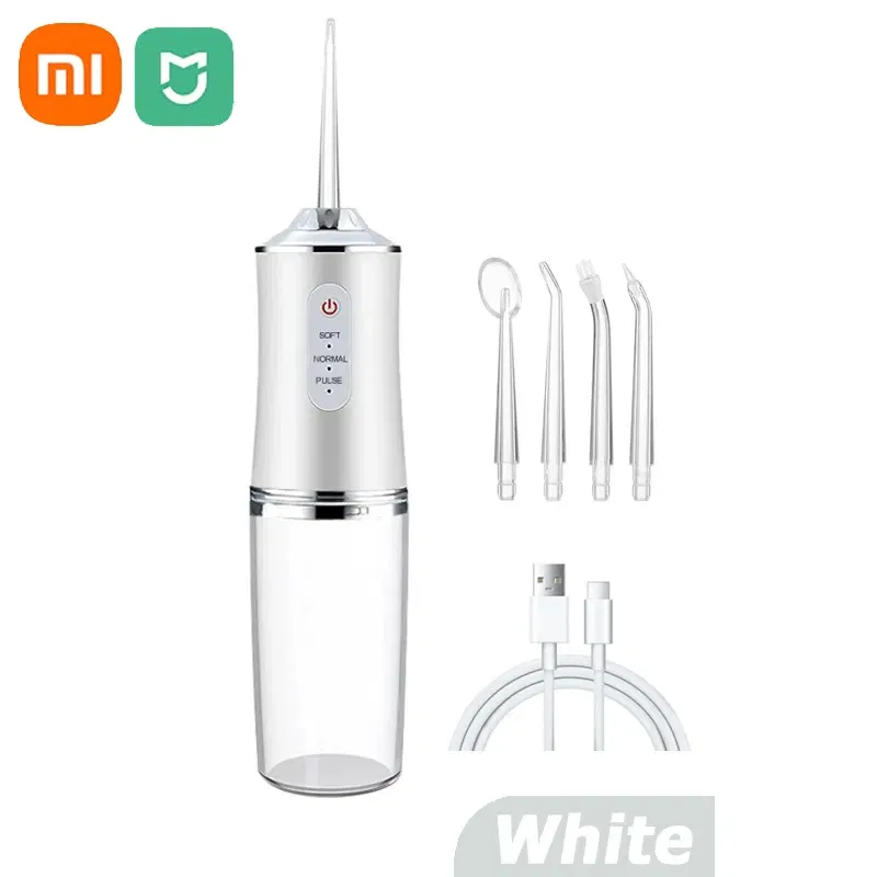 Color: WHITE - Xiaomi MIJIA Smart Electric Oral Irrigator Water Flosser 4 Jets 3 Modes USB Charging Water Jet Irrigator Dental Teeth Cleaner
