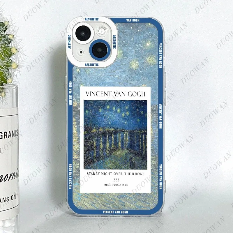 Color: Beige, Material: PP - Van Gogh Oil Painting Phone Case For iPhone 11 12 13 14 15 16 Pro Max XR X XS Mini 8 7 Plus SE 2020 2022 Transparent Case