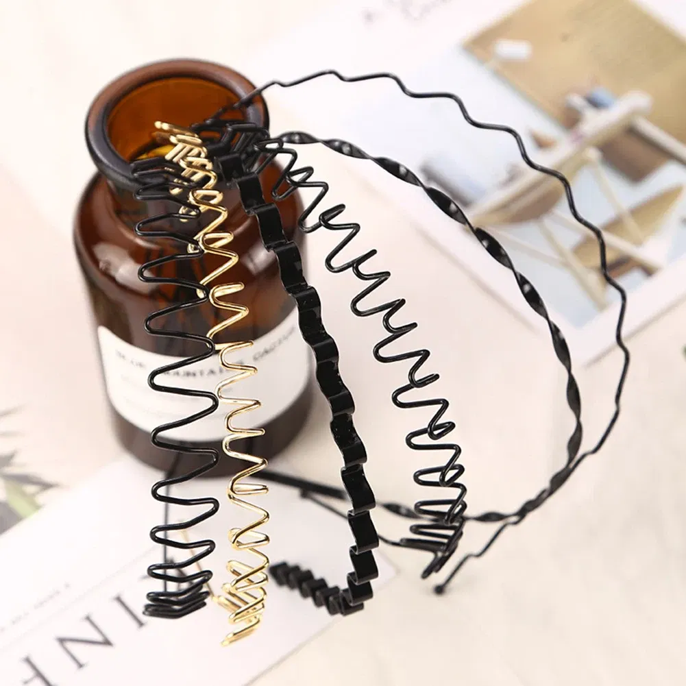 Color: GRAY - New Fashion Mens Hairband Unisex Black Flexible Wavy Hair Head Hoop Band Women Sports Headband Hair Accessories