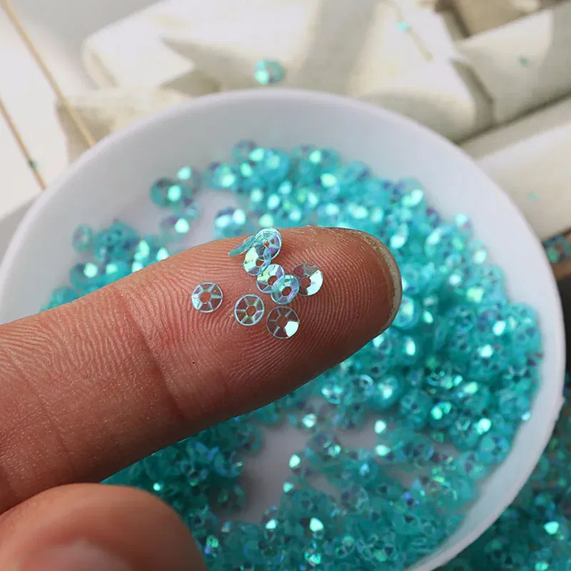 Color: Transparent - 10g/pack 3mm Cup PVC Round Transparent Crystal Loose Sequins Sewing Wedding Craft Women Kids DIY Garment Nail Accessories
