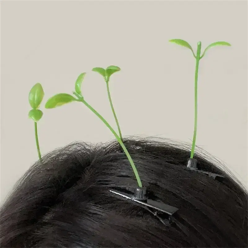 Color: GRAY, Size: XS - Cute Artifacts Funny Little Bean Sprouts with Grass Growing on Their Heads Sprouting Grass Hair Clips Cute Bean Sprout Clips