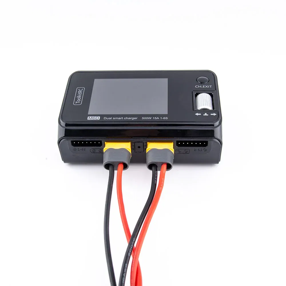 Color: Yellow - ToolkitRC M6D 500W 15A DC Dual Channel MINI Smart Charger Discharger with Power Supply For 1-6S Lipo Battery FPV Model Vs M8