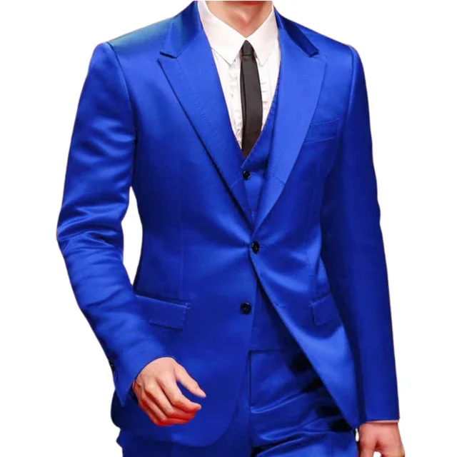 Color: Dark Grey, Size: 5XL - Slim Fit Red Men Suits for Prom Singer Stage 3 Piece Satin Wedding Groom Tuxedo Male Fashion Jacket Waistcoat with Pants 2023
