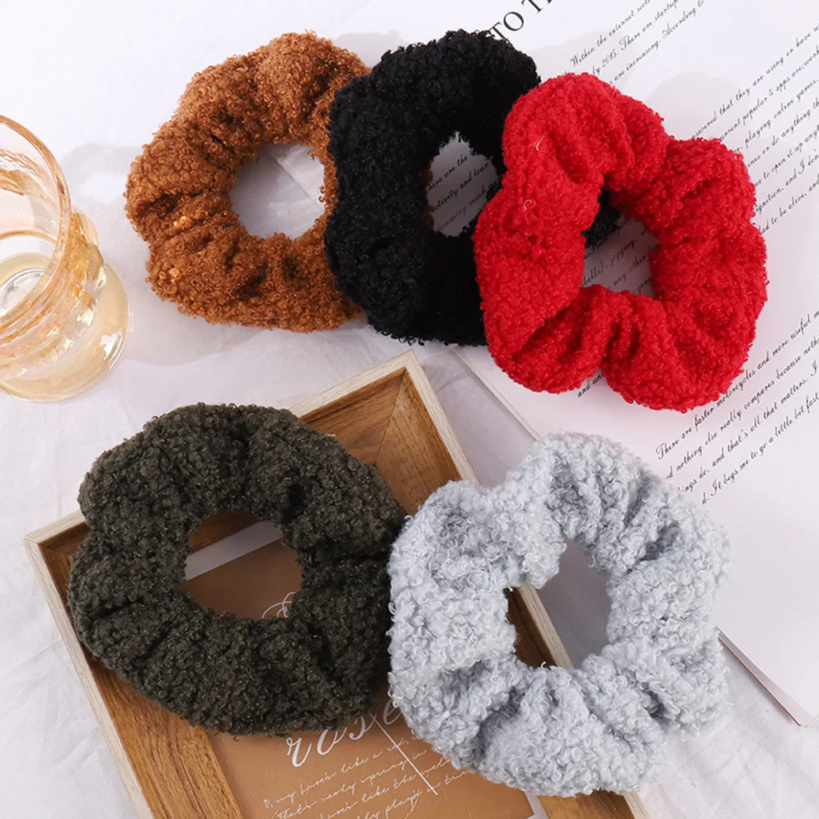 Color: black - Fabric Hair Ties Band Cute And Sweet French Large Intestine Circle Ponytail Hair Circle BB Clip Hair Accessory Head Bands