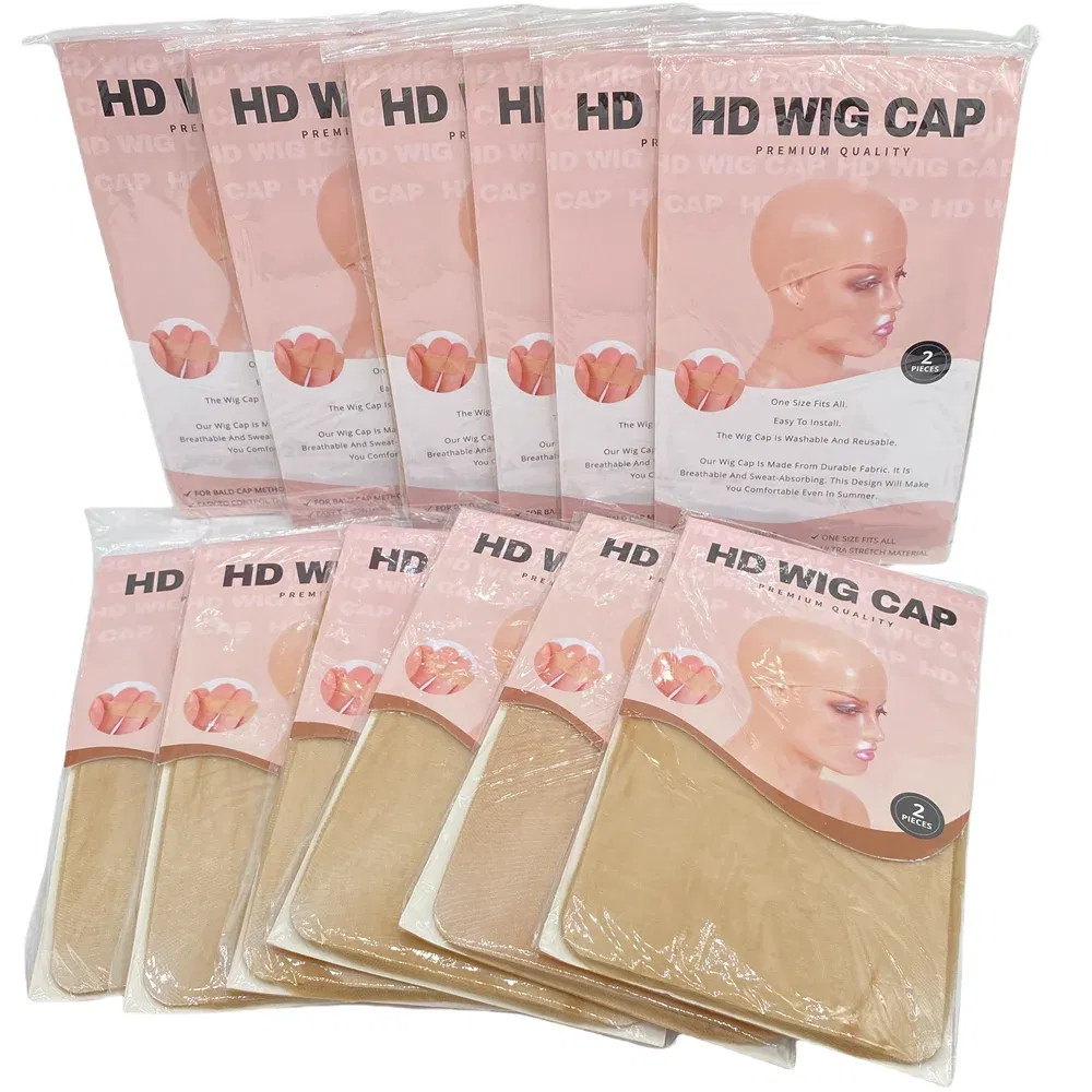 Color: Light Brown - HD Thin Wig Cap 24 pieces - Transparent and Invisible - Sheer Wig Cap for HD Wigs - Wig Accessories