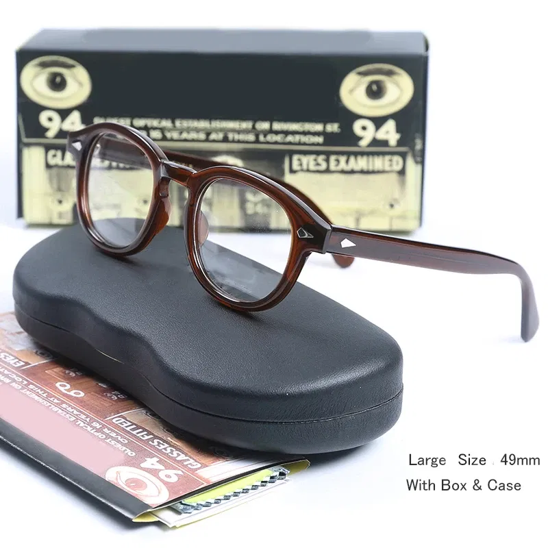 Frame Color: Bright Yellow, Prescription Type: Single Version, Lens Index: 1.74, Lens Function: Photo Brown - Customized Prescription Glasses Men Frame Johnny Depp Lemtosh Photochromic Anti-Blue Light Myopia Hyperopia Round Eyeglasses