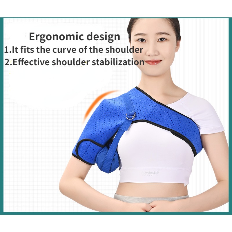 Color: Gold, Size: Multi Size SML - Adjustable Shoulder Support Band Elbow Joint Clavicle Fracture Fixation Strap Pain Relief Shoulder Droop Arm Injured Guard Sling