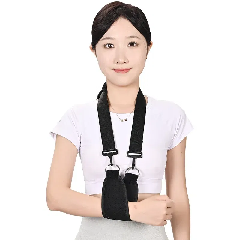 Color: Gold, Size: Multi Size SML - Adjustable Shoulder Support Band Elbow Joint Clavicle Fracture Fixation Strap Pain Relief Shoulder Droop Arm Injured Guard Sling