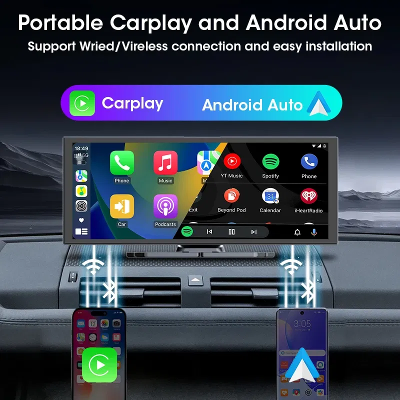 JMCQ 11.26 inch Touch Screen Car DVR 4K Dash Cam 5G WiFi Wireless Carplay Android Auto GPS Navigation BT Video Recorder FM AUX