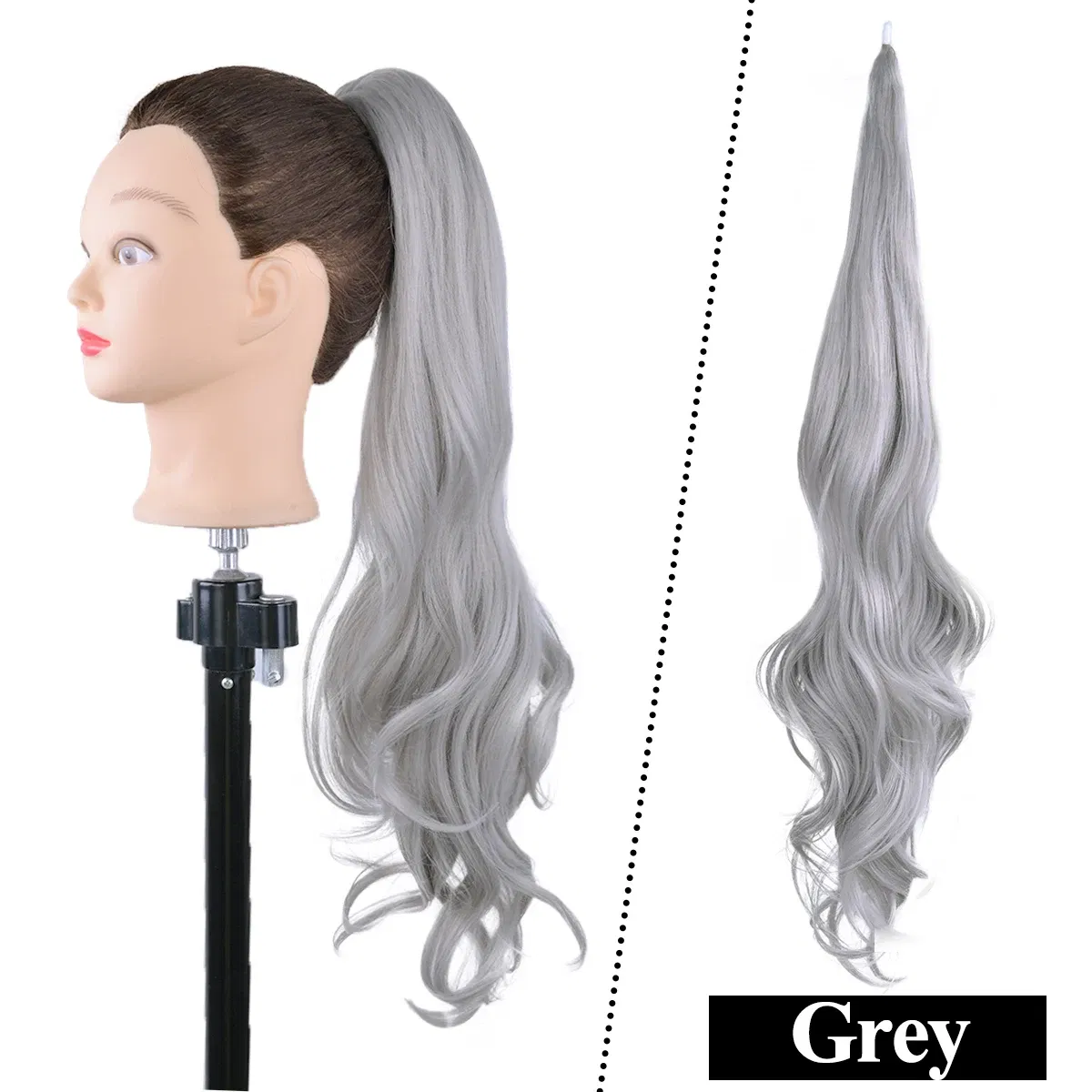 Color: #1B/Blue - LINWAN Synthetic Long Straight Wrap Around Clip In Ponytail Hair Extension Heat Reistan Pony Tail Fake Hair