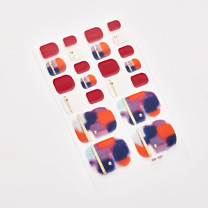 Color: Rust Red - 22 Tips/Sheet Women Salon Nail Wraps DIY Self Adhesive Nail Sticker Decals Plain Stickers Nails Sticker Designer Designed